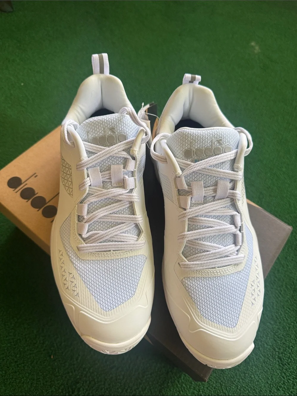 Diadora Women's White Athletic Sneakers with Light Gray Accents